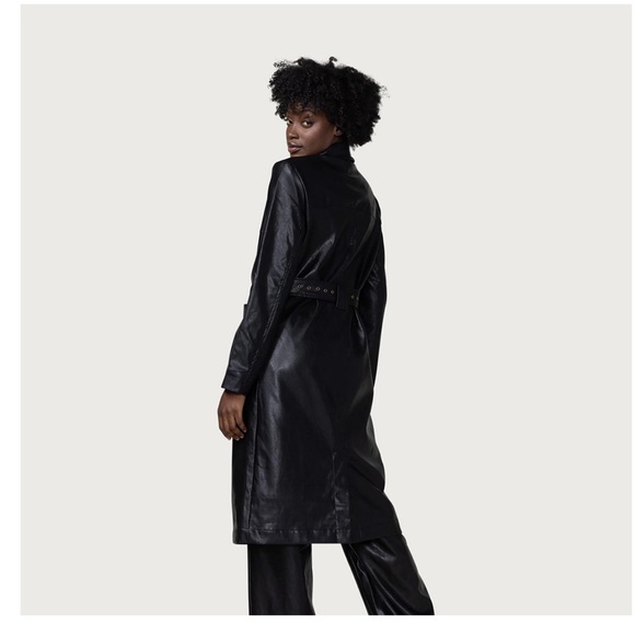 NWT HONOR THE GIFT WOMEN VEGAN TRENCH COAT (BLACK) size L - Picture 3 of 9